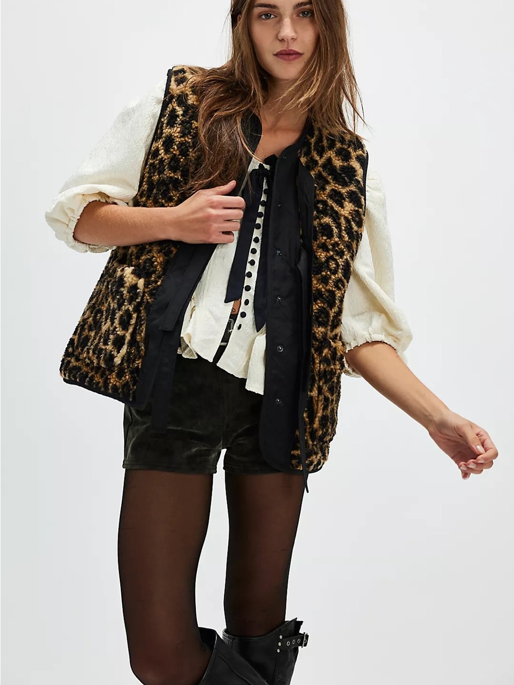 Damson Madder Marta Borg Leopard Print Gilet